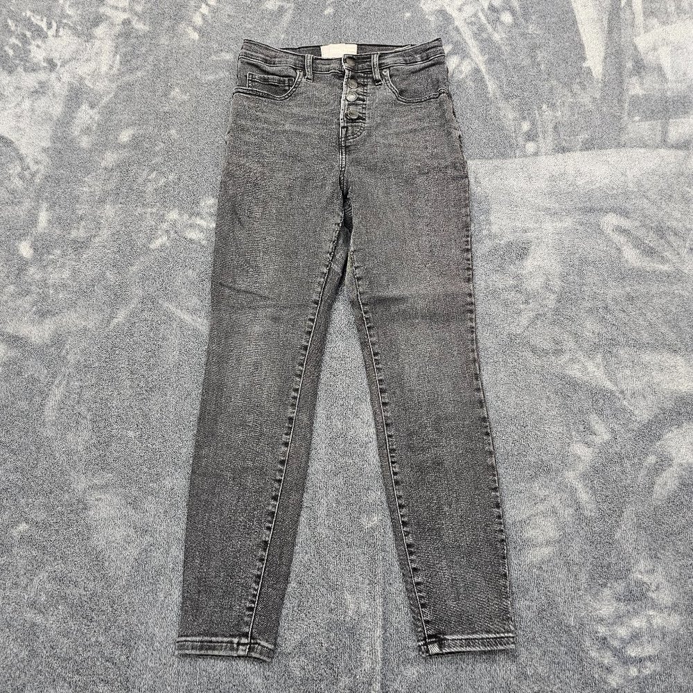 Everlane Button Fly Jeans womens size 28 Highrise Tapered Ankle 5 pocket Stretch
